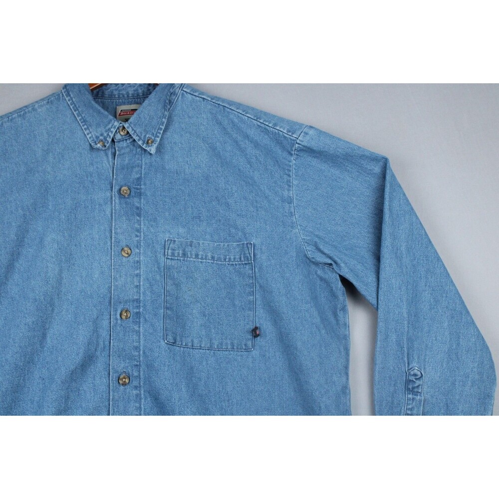 Dickies Shirt Mens XL Blue Denim 100% Cotton Button Up Workwear - Picture 7 of 16